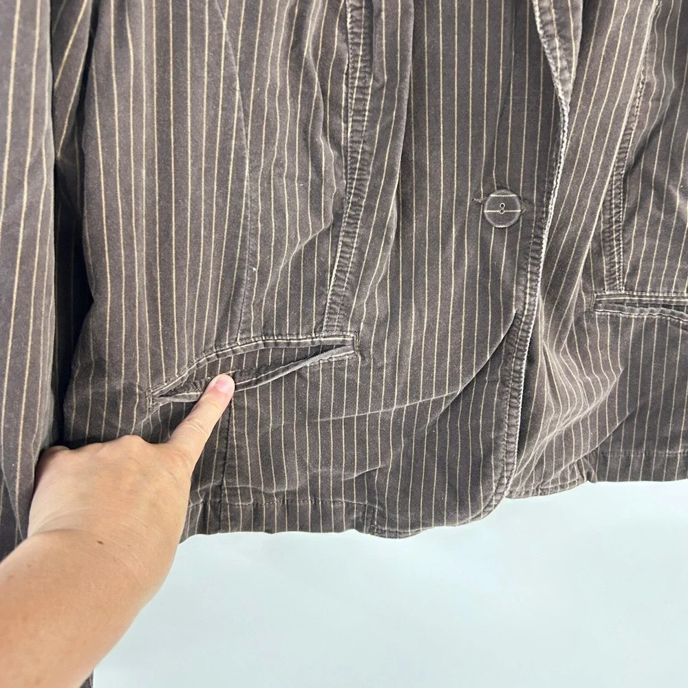 Brown Pinstripe Cotton Stretch Blazer 18/20 Academia Preppy Workwear Venezia